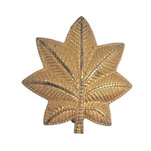 US Army Sterling Silver Oak Shaped Rank Pin Gold Plated over 925 Vintage